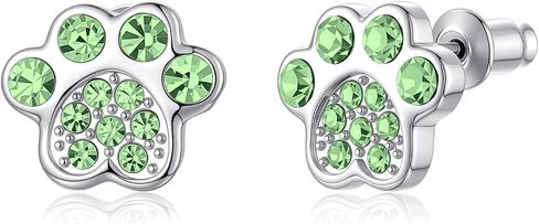 Crystal Dog Paw Earrings with White Zirconia,Hypoallergenic Girls Diamond,Memorial Gift for Pet Lovers,for Cat and Dog Lovers in Saudi Arabia
