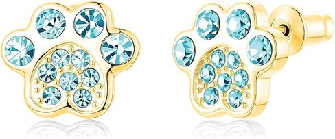 Crystal Dog Paw Earrings with White Zirconia,Hypoallergenic Girls Diamond,Memorial Gift for Pet Lovers,for Cat and Dog Lovers in Saudi Arabia