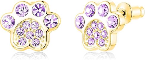Crystal Dog Paw Earrings with White Zirconia,Hypoallergenic Girls Diamond,Memorial Gift for Pet Lovers,for Cat and Dog Lovers in Saudi Arabia