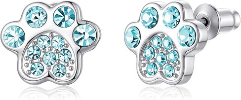 Crystal Dog Paw Earrings with White Zirconia,Hypoallergenic Girls Diamond,Memorial Gift for Pet Lovers,for Cat and Dog Lovers in Saudi Arabia