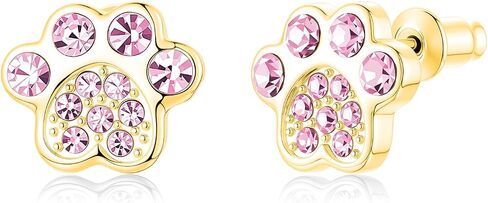 Crystal Dog Paw Earrings with White Zirconia,Hypoallergenic Girls Diamond,Memorial Gift for Pet Lovers,for Cat and Dog Lovers in Saudi Arabia
