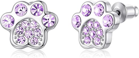 Crystal Dog Paw Earrings with White Zirconia,Hypoallergenic Girls Diamond,Memorial Gift for Pet Lovers,for Cat and Dog Lovers in Saudi Arabia