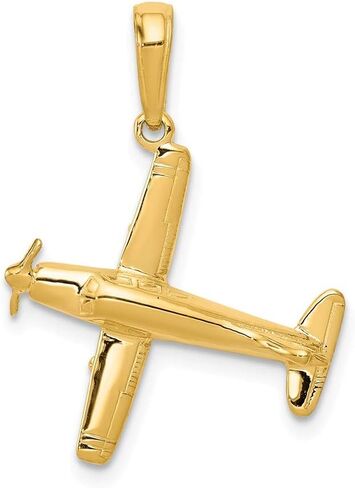 The Black Bow 14k Yellow Gold 3D Low-Wing Airplane Pendant in Kuwait