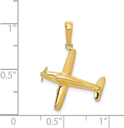 The Black Bow 14k Yellow Gold 3D Low-Wing Airplane Pendant in Kuwait