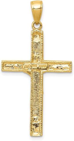 Solid 14k Yellow Gold Cross Pendant Crucifix Charm - 38mm x 20mm in Kuwait