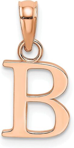 14K Rose Gold Polished Block Letter B Initial Charm Pendant (Length 15.58mm Width 8.96 mm) in Kuwait