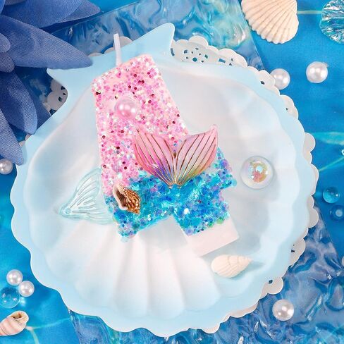 Mermaid Number 4 Birthday Candle, Little Mermaid Decorations Cake Topper, 4th Birthday Candle Girl, Anniversary Celebrations Party Favors in Saudi Arabia