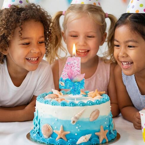 Mermaid Number 4 Birthday Candle, Little Mermaid Decorations Cake Topper, 4th Birthday Candle Girl, Anniversary Celebrations Party Favors in Saudi Arabia