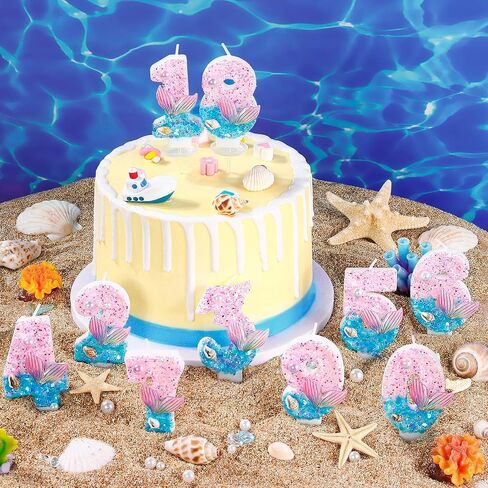 Mermaid Number 4 Birthday Candle, Little Mermaid Decorations Cake Topper, 4th Birthday Candle Girl, Anniversary Celebrations Party Favors in Saudi Arabia