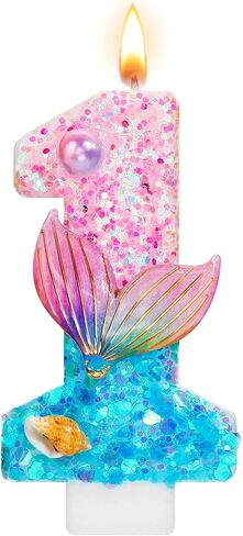 Mermaid Number 4 Birthday Candle, Little Mermaid Decorations Cake Topper, 4th Birthday Candle Girl, Anniversary Celebrations Party Favors in Saudi Arabia