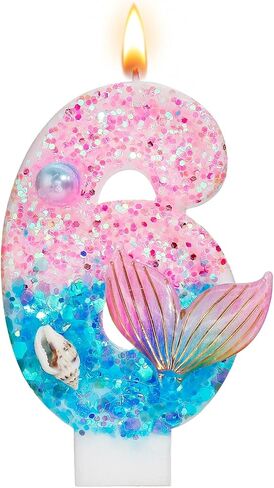 Mermaid Number 4 Birthday Candle, Little Mermaid Decorations Cake Topper, 4th Birthday Candle Girl, Anniversary Celebrations Party Favors in Saudi Arabia