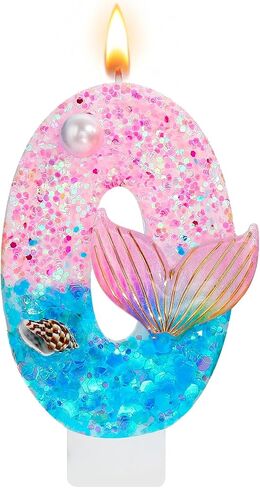 Mermaid Number 4 Birthday Candle, Little Mermaid Decorations Cake Topper, 4th Birthday Candle Girl, Anniversary Celebrations Party Favors in Saudi Arabia