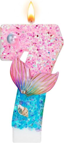 Mermaid Number 4 Birthday Candle, Little Mermaid Decorations Cake Topper, 4th Birthday Candle Girl, Anniversary Celebrations Party Favors in Saudi Arabia