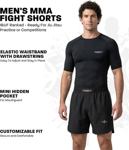 شورت MMA رياضي Exxact Sports، شورت No Gi BJJ للرجال للملاكمة، UFC، الكيك بوكسينغ، التصارع، جيو جيتسو والتدريب المتقاطع in Kuwait