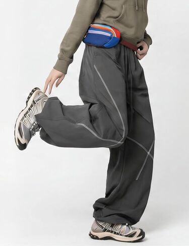 Womens Baggy Parachute Pants Wide Leg Lounge Sweatpants Elastic Drawstring Waist Jogger Track Pants Streetwear ﻿ in Saudi Arabia