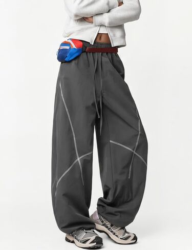 Womens Baggy Parachute Pants Wide Leg Lounge Sweatpants Elastic Drawstring Waist Jogger Track Pants Streetwear ﻿ in Saudi Arabia