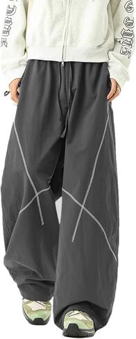 Womens Baggy Parachute Pants Wide Leg Lounge Sweatpants Elastic Drawstring Waist Jogger Track Pants Streetwear ﻿ in Saudi Arabia
