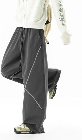 Womens Baggy Parachute Pants Wide Leg Lounge Sweatpants Elastic Drawstring Waist Jogger Track Pants Streetwear ﻿ in Saudi Arabia