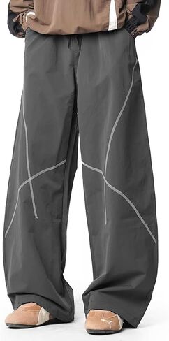 Womens Baggy Parachute Pants Wide Leg Lounge Sweatpants Elastic Drawstring Waist Jogger Track Pants Streetwear ﻿ in Saudi Arabia