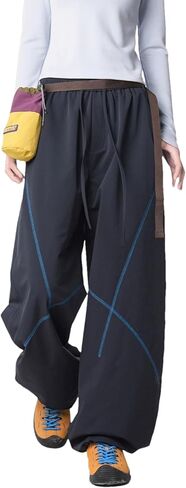 Womens Baggy Parachute Pants Wide Leg Lounge Sweatpants Elastic Drawstring Waist Jogger Track Pants Streetwear ﻿ in Saudi Arabia