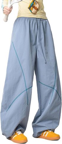 Womens Baggy Parachute Pants Wide Leg Lounge Sweatpants Elastic Drawstring Waist Jogger Track Pants Streetwear ﻿ in Saudi Arabia