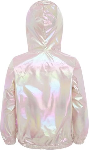 Yhong Kids Girls Metallic Dance Jackets Hip Hop Dance Costume Shiny Hooded Zip Up Jackets Street Dancewear in Saudi Arabia