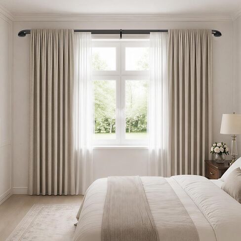 Double Curtain Rod for Windows 30-120 Inch, 3/4" Blackout Wrap-Around Curved Rod, Designed for Privacy & Room Darkening, Easy Installation & Removal, Black in Saudi Arabia
