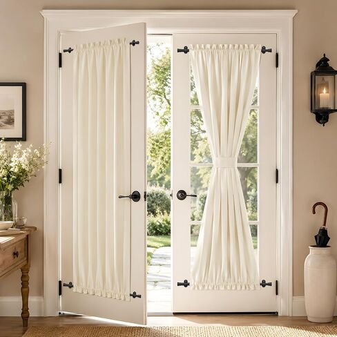 2 Pack 2.0 Upgraded No-Drill French Door Curtain Rod, 1/2" Diameter Adjustable 17–30 Inch Cafe Curtain Rod with Adhesive & Pin-Nail Mount, Small Curtain Rod for Doors, Black in Saudi Arabia