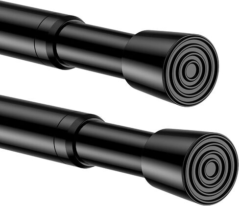 2 Pack Spring Tension Curtain Rod 17-41 Inch Black Tension Rod Extendable Curtain Rod No Drilling Adjustable Spring Loaded Curtain Rods Tension Rods For Windows,Closet,Doorway,Kitchen,Bookshelf in Saudi Arabia