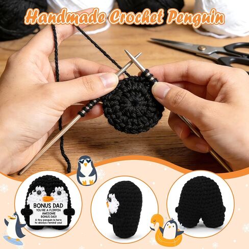 Belatelove Birthday Gifts for Bonus Dad from Daughter Son, Handmade Crochet Mini Penguin Father's Day for Father Daddy Dad, Funny I Love You Gift for Dads Small Easter Decor in Saudi Arabia