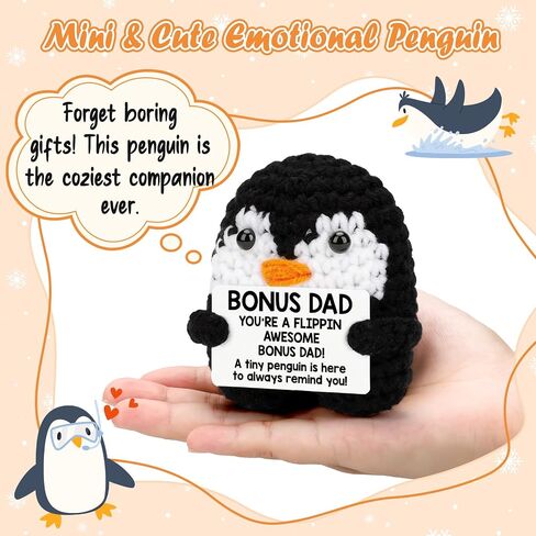 Belatelove Birthday Gifts for Bonus Dad from Daughter Son, Handmade Crochet Mini Penguin Father's Day for Father Daddy Dad, Funny I Love You Gift for Dads Small Easter Decor in Saudi Arabia