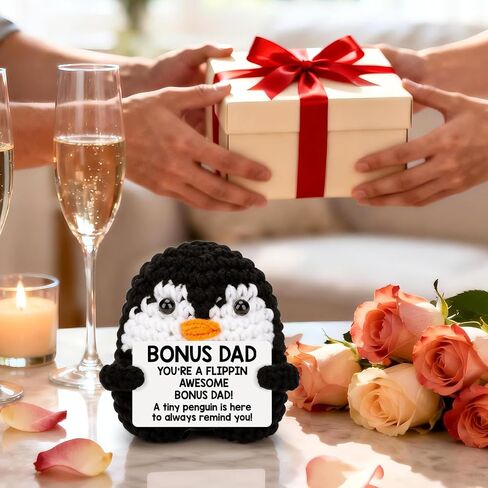 Belatelove Birthday Gifts for Bonus Dad from Daughter Son, Handmade Crochet Mini Penguin Father's Day for Father Daddy Dad, Funny I Love You Gift for Dads Small Easter Decor in Saudi Arabia
