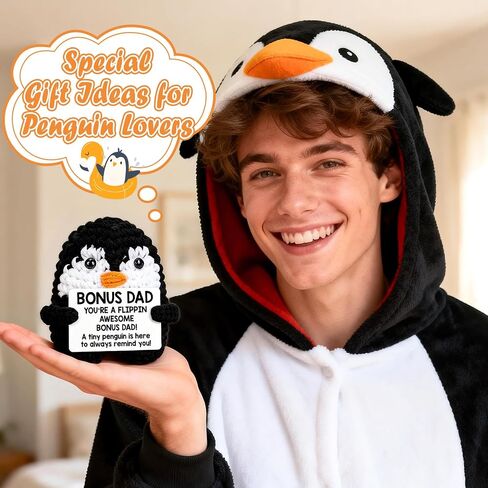 Belatelove Birthday Gifts for Bonus Dad from Daughter Son, Handmade Crochet Mini Penguin Father's Day for Father Daddy Dad, Funny I Love You Gift for Dads Small Easter Decor in Saudi Arabia