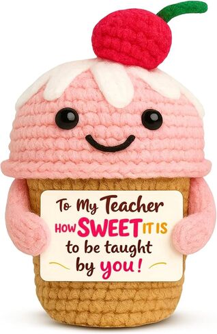 Teacher Appreciation Gifts - Thank You Teacher’s Day Retirement Graduation Gifts for Women - Birthday Funny Positive Crochet Ice Cream Desk Decor in Saudi Arabia