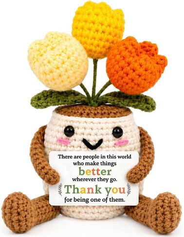 Teacher Appreciation Tulip Gifts for Women Men - Thank You End of Year Teacher's Day Back to School Retirement Gifts for Teacher Educator Mentor - Cute Handmade Crochet Tulip Office Decor in Saudi Arabia