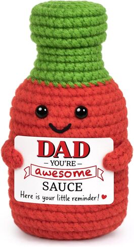Fathers Day Dad Gifts from Daughter Son, First Father's Day Birthday Best Dad Ever Gifts for New Dads Step Bonus Dads to Be Gift, Father in Law Daddy Gift Handmade Crochet Hot Sauce Doll Dad's Present in Saudi Arabia