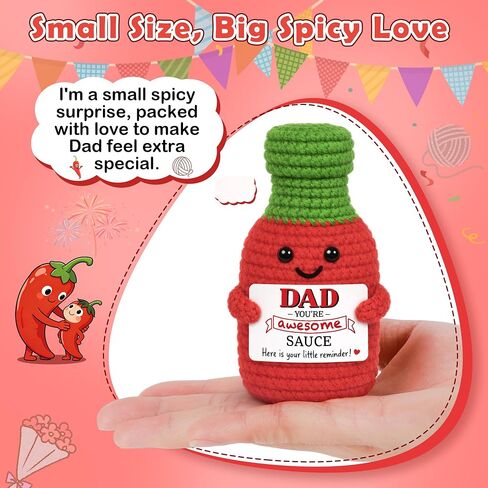 Fathers Day Dad Gifts from Daughter Son, First Father's Day Birthday Best Dad Ever Gifts for New Dads Step Bonus Dads to Be Gift, Father in Law Daddy Gift Handmade Crochet Hot Sauce Doll Dad's Present in Saudi Arabia