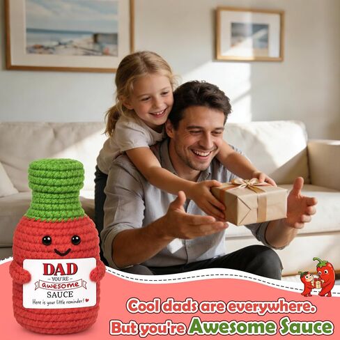 Fathers Day Dad Gifts from Daughter Son, First Father's Day Birthday Best Dad Ever Gifts for New Dads Step Bonus Dads to Be Gift, Father in Law Daddy Gift Handmade Crochet Hot Sauce Doll Dad's Present in Saudi Arabia