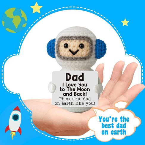 Handmade Crochet for Dad - Funny Cute Small Astronaut Gift for Dad, Father's Day Birthday Gifts from Daughter Son Wife, Papa Gift Idea in Saudi Arabia