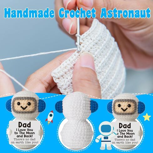 Handmade Crochet for Dad - Funny Cute Small Astronaut Gift for Dad, Father's Day Birthday Gifts from Daughter Son Wife, Papa Gift Idea in Saudi Arabia