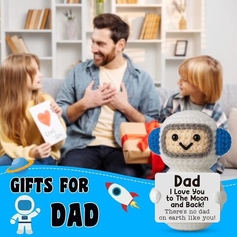 Handmade Crochet for Dad - Funny Cute Small Astronaut Gift for Dad, Father's Day Birthday Gifts from Daughter Son Wife, Papa Gift Idea in Saudi Arabia
