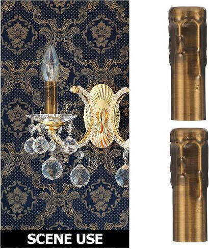 NUOBESTY 10pcs Vintage Candle Socket Covers 25x80mm Metal Hanging Lamp Base Sleeves Drip Candle Tube Protectors for Chandelier Light Fixtures DIY Accessories in Kuwait