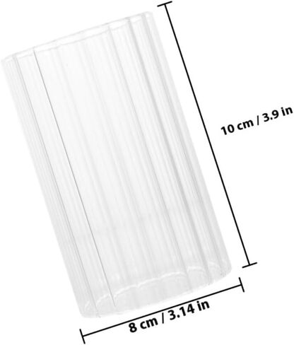 Wakauto Glass Candle Holder Sleeve Striped Glass Candle Tube Shade 8x10cm for Home Décor and Wedding Decoration in Kuwait