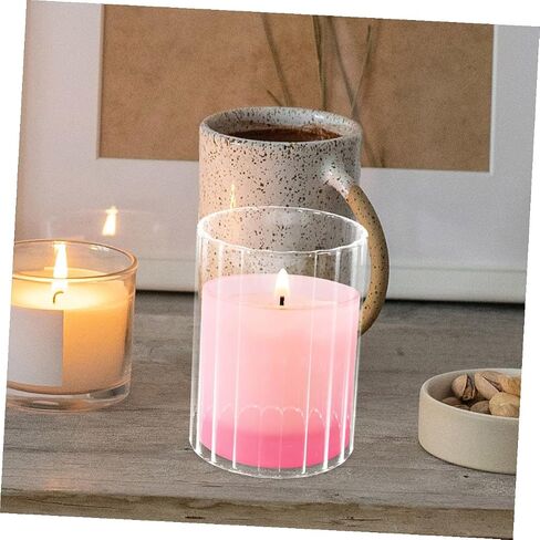 Wakauto Glass Candle Holder Sleeve Striped Glass Candle Tube Shade 8x10cm for Home Décor and Wedding Decoration in Kuwait