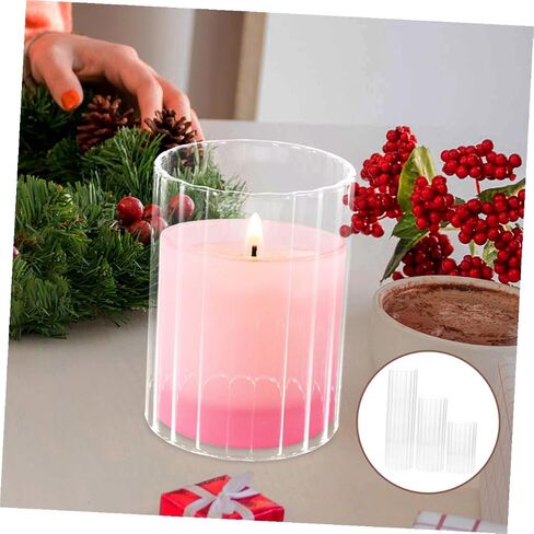 Wakauto Glass Candle Holder Sleeve Striped Glass Candle Tube Shade 8x10cm for Home Décor and Wedding Decoration in Kuwait