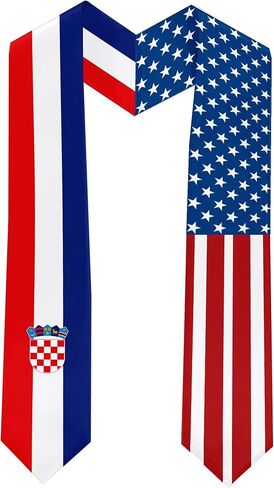 2026 Croatia Flag and USA Flag Graduation Stole Graduation Sash Class of 2026 Graduation Scarf for International Student (Baccalaureate Gown and Hat Not Included) in Kuwait