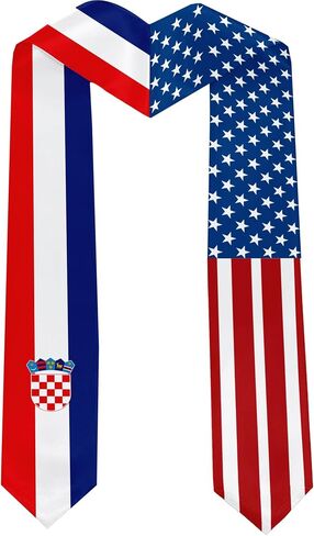 2026 Croatia Flag and USA Flag Graduation Stole Graduation Sash Class of 2026 Graduation Scarf for International Student (Baccalaureate Gown and Hat Not Included) in Kuwait