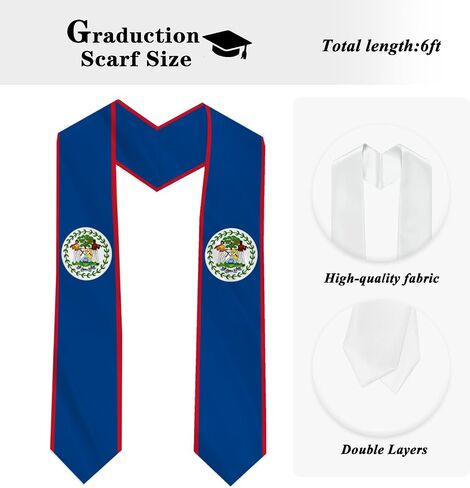 Belize Country Flag Graduation Stole Sash Double-Layer Ceremonial Scarf in Saudi Arabia