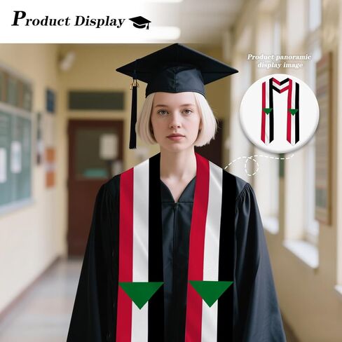 Sudan Country Flag Graduation Stole Sash Double-Layer Ceremonial Scarf in Saudi Arabia