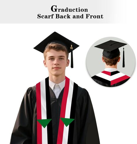 Sudan Country Flag Graduation Stole Sash Double-Layer Ceremonial Scarf in Saudi Arabia